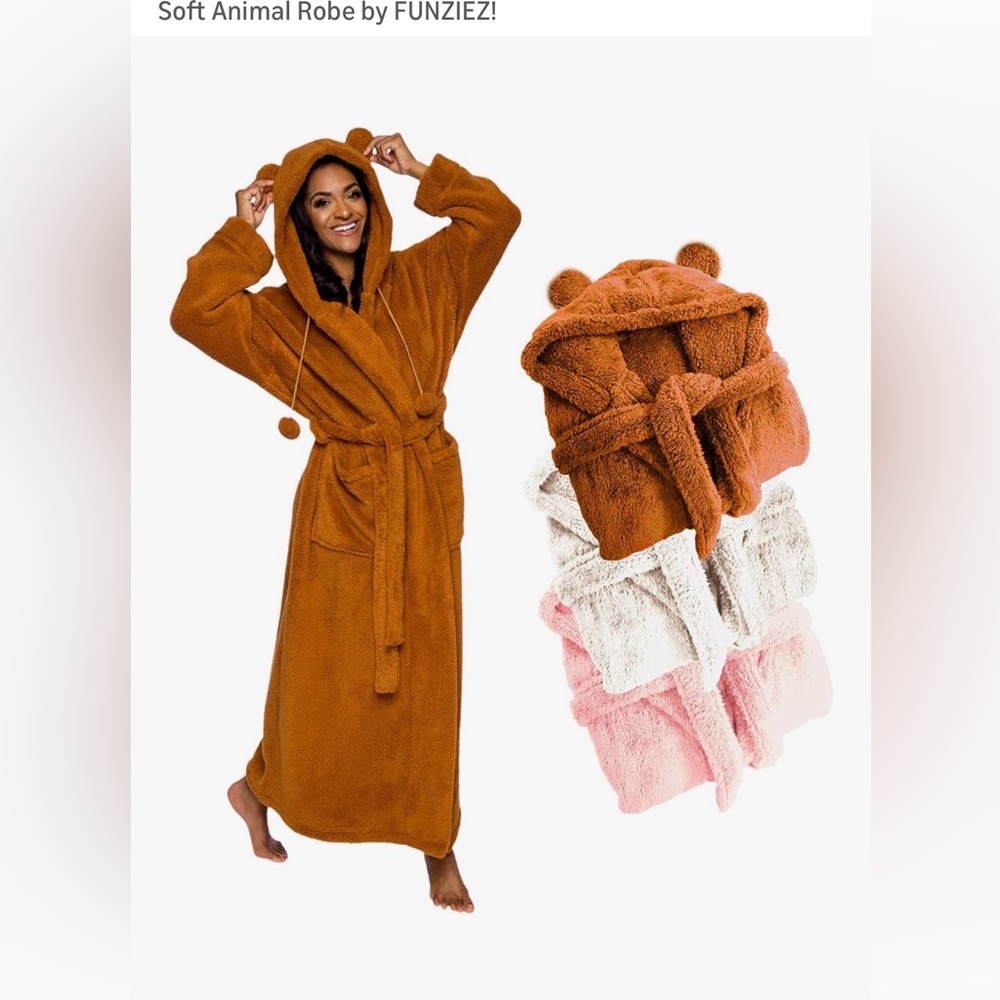 Funziez Brown Bear Hooded Fleece Robe Size XXL